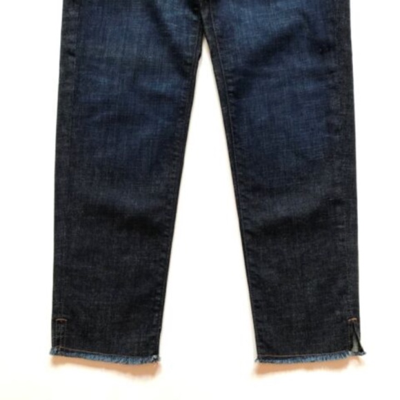 Eileen Fisher Raw Hem Straight Leg Jeans Denim Womens 2 Blue Dark Wash Organic - Picture 7 of 12